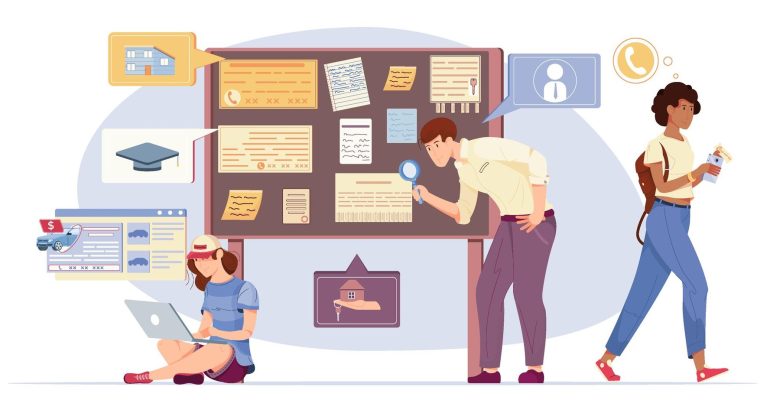 bulletin-board-concept-with-notes-symbols-flat-vector-illustration_1284-76885